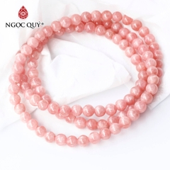 Vòng 3 line đá đào hoa Rhodochrosite hạt 5mm