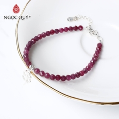 Vòng bạc đá ruby facet