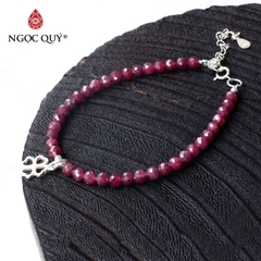 Vòng bạc đá ruby facet