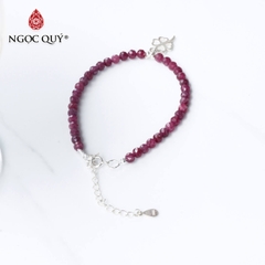 Vòng bạc đá ruby facet