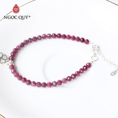 Vòng bạc đá ruby facet