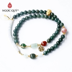 Vòng cẩm thạch 3 line phối charm bạc mạ vàng