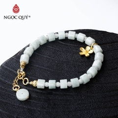 Vòng cẩm thạch phỉ thúy phối charm bạc mạ vàng