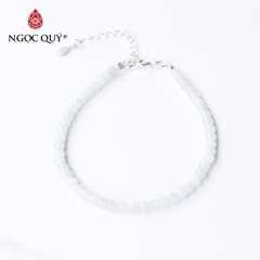 Vòng tay đá cẩm thạch A hạt mini khóa bạc