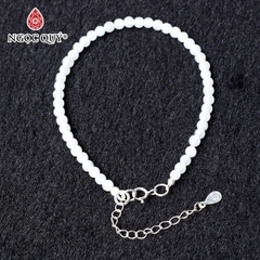 Vòng tay đá cẩm thạch A hạt mini khóa bạc