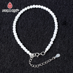 Vòng tay đá cẩm thạch A hạt mini khóa bạc