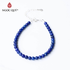 Vòng tay đá lapis lazuli hạt mini khóa bạc