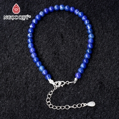 Vòng tay đá lapis lazuli hạt mini khóa bạc