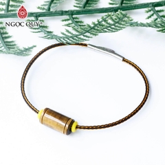 Vòng dây thép lu thống thạch anh mắt hổ vàng nâu 17x9mm