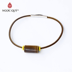 Vòng dây thép lu thống thạch anh mắt hổ vàng nâu 17x9mm