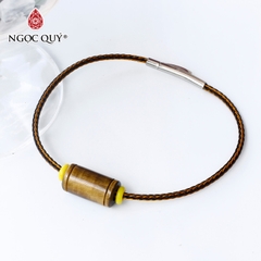 Vòng dây thép lu thống thạch anh mắt hổ vàng nâu 17x9mm