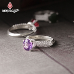 Nhẫn bạc hạt đá thiên nhiên hạt 6mm