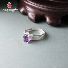 Nhẫn bạc hạt đá thiên nhiên hạt 7mm