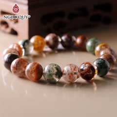 Vòng tay thạch anh ưu linh đa sắc hạt trơn