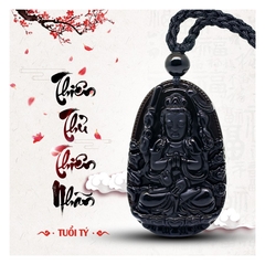 Mặt dây chuyền phật bản mệnh đá obsidian