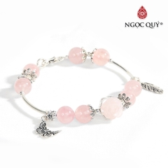 Vòng tay đá Thạch anh tự nhiên phối charm - Mẫu VC0124 - Ngọc Quý