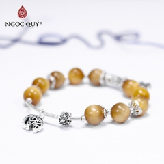 Vòng tay đá Thạch anh mắt hổ tự nhiên phối charm - Mẫu VC0173 - Ngọc Quý