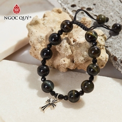 Vòng tay đá Thạch anh mắt hổ tự nhiên phối charm - Mẫu VC0179 - Ngọc Quý