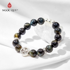 Vòng tay đá Thạch anh mắt hổ tự nhiên phối charm - Mẫu VC0185 - Ngọc Quý