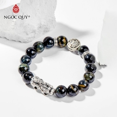 Vòng tay đá Thạch anh mắt hổ tự nhiên phối charm - Mẫu VC0207 - Ngọc Quý