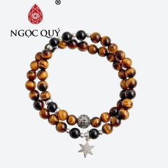 Vòng tay đá Thạch anh mắt hổ tự nhiên phối charm - Mẫu VC0269 - Ngọc Quý