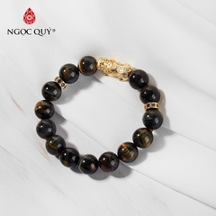 Vòng tay đá Thạch anh mắt hổ tự nhiên phối charm -  Mẫu VC0276 - Ngọc Quý