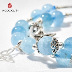 Vòng tay đá Aquamarine tự nhiên phối charm - Mẫu VC0282 - Ngọc Quý