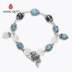 Vòng tay đá Aquamarine tự nhiên phối charm - Mẫu VC0288 - Ngọc Quý