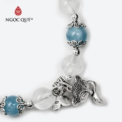 Vòng tay đá Aquamarine tự nhiên phối charm - Mẫu VC0288 - Ngọc Quý