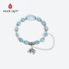 Vòng tay đá Aquamarine tự nhiên phối charm - Mẫu VC0289 - Ngọc Quý
