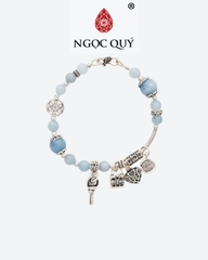 Vòng tay đá Aquamarine tự nhiên phối charm - Mẫu VC0290 - Ngọc Quý