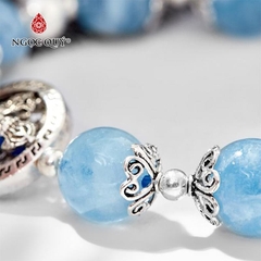 Vòng tay đá Aquamarine tự nhiên phối charm - Mẫu VC0291 - Ngọc Quý