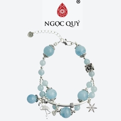 Vòng tay đá Aquamarine tự nhiên phối charm - Mẫu VC0292 - Ngọc Quý