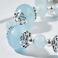 Vòng tay đá Aquamarine tự nhiên phối charm - Mẫu VC0292 - Ngọc Quý