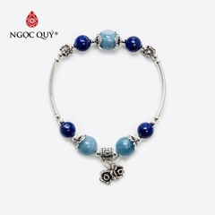 Vòng tay đá Aquamarine tự nhiên phối charm - Mẫu VC0293 - Ngọc Quý