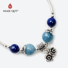 Vòng tay đá Aquamarine tự nhiên phối charm - Mẫu VC0293 - Ngọc Quý