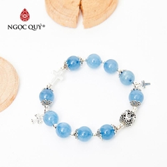 Vòng tay đá Aquamarine tự nhiên phối charm - Mẫu VC0303 - Ngọc Quý