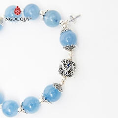 Vòng tay đá Aquamarine tự nhiên phối charm - Mẫu VC0303 - Ngọc Quý