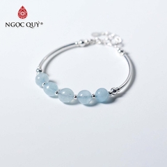 Vòng tay đá Aquamarine tự nhiên phối charm - Mẫu VC0304 - Ngọc Quý