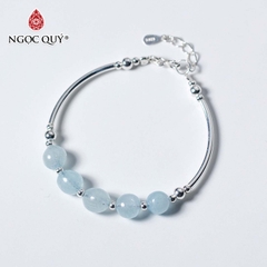 Vòng tay đá Aquamarine tự nhiên phối charm - Mẫu VC0304 - Ngọc Quý