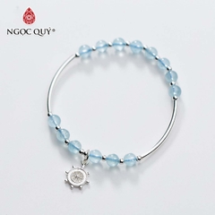 Vòng tay đá Aquamarine tự nhiên phối charm - Mẫu VC0305 - Ngọc Quý