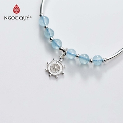 Vòng tay đá Aquamarine tự nhiên phối charm - Mẫu VC0305 - Ngọc Quý