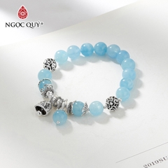 Vòng tay đá Aquamarine tự nhiên phối charm - Mẫu VC0307 - Ngọc Quý