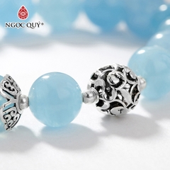 Vòng tay đá Aquamarine tự nhiên phối charm - Mẫu VC0307 - Ngọc Quý