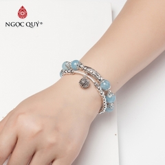 Vòng tay đá Aquamarine tự nhiên phối charm - Mẫu VC0309 - Ngọc Quý