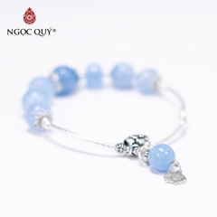 Vòng tay đá Aquamarine tự nhiên phối charm - Mẫu VC0310 - Ngọc Quý