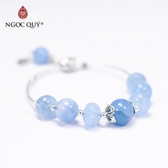 Vòng tay đá Aquamarine tự nhiên phối charm - Mẫu VC0310 - Ngọc Quý