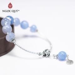 Vòng tay đá Aquamarine tự nhiên phối charm - Mẫu VC0310 - Ngọc Quý