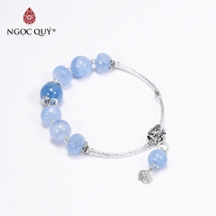 Vòng tay đá Aquamarine tự nhiên phối charm - Mẫu VC0310 - Ngọc Quý