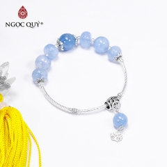 Vòng tay đá Aquamarine tự nhiên phối charm - Mẫu VC0310 - Ngọc Quý
